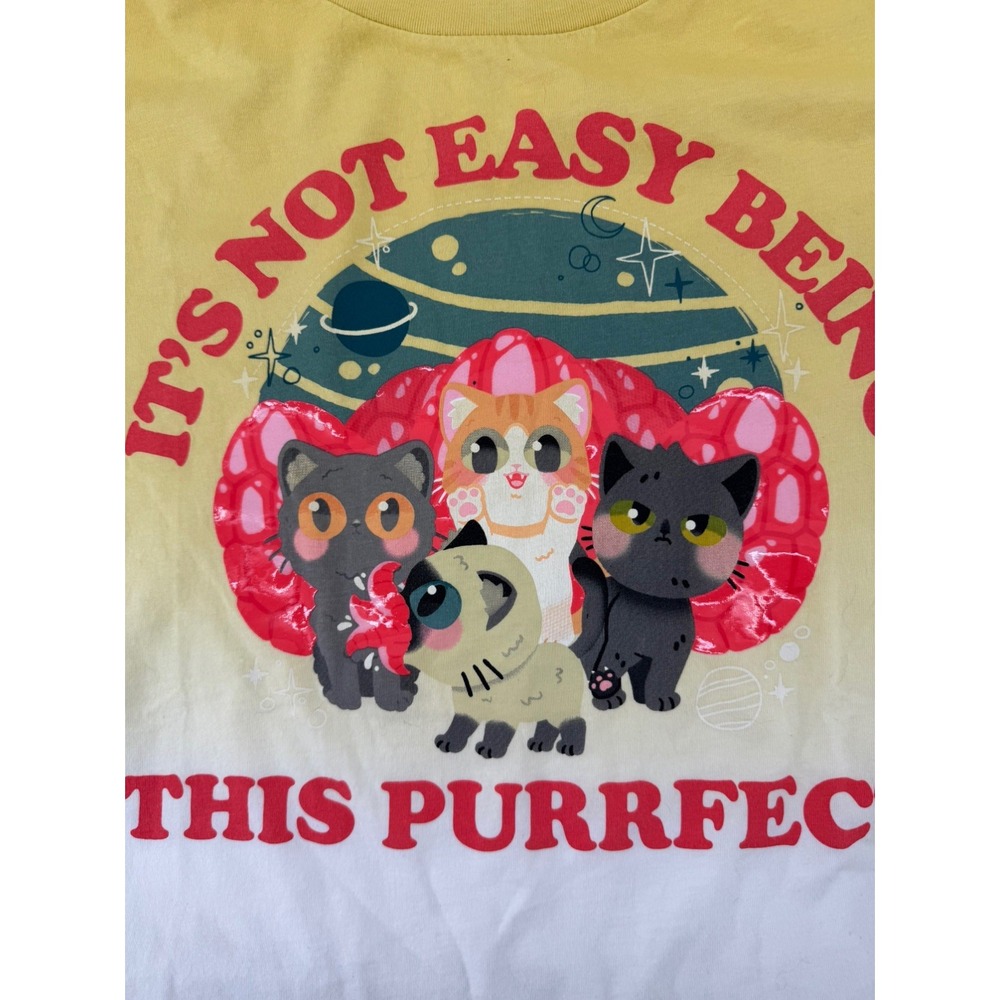 NWT Girls Disney Marvel Flerkittens Short Sleeve Yellow Shirt Size 13